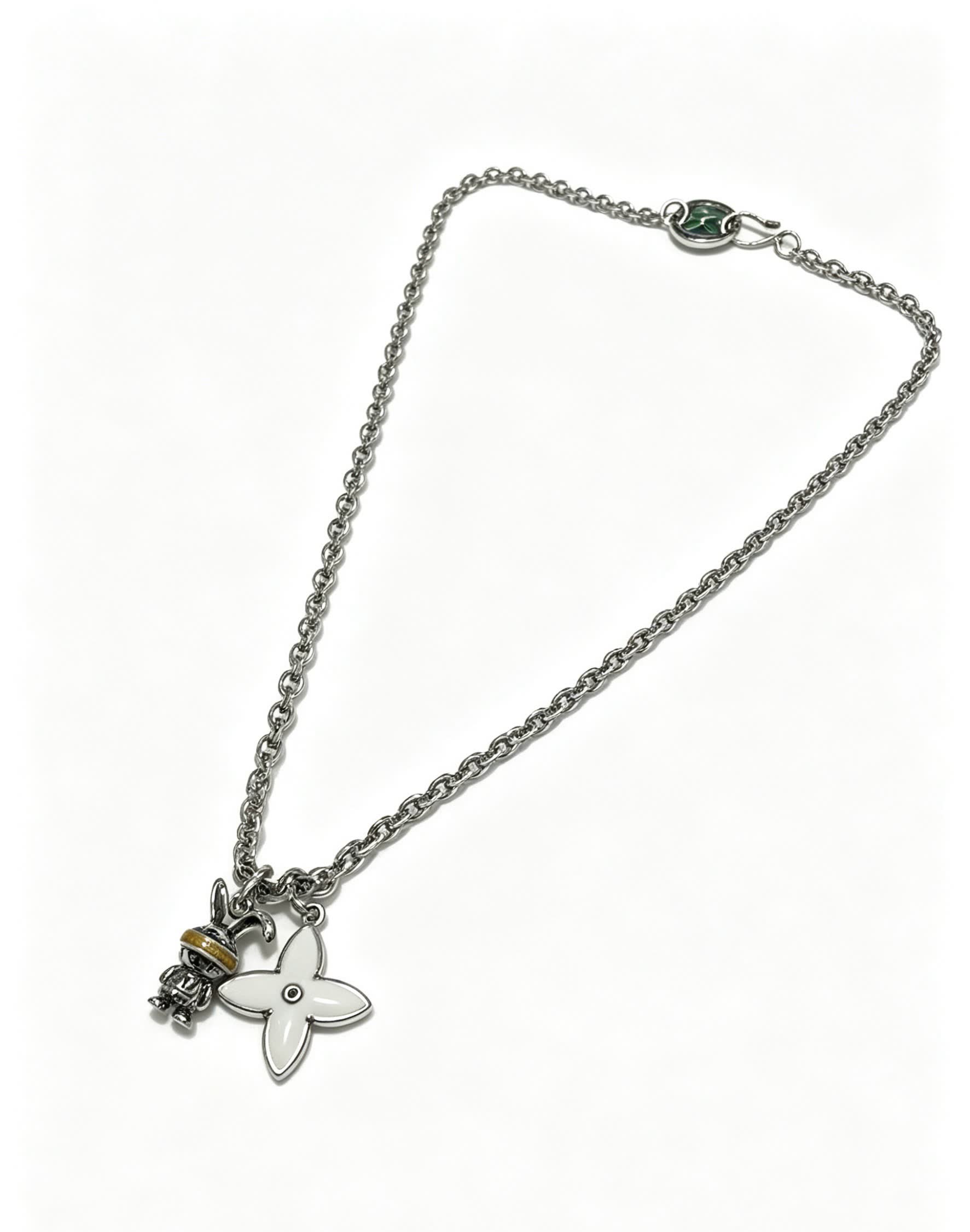 Louis Vuitton Silver Chain Necklace with Charms